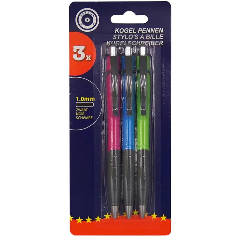 Balpen zwarte inkt (3 stuks)