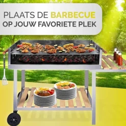 Barbecue Trolley rechthoekig RVS (98x56x85cm)