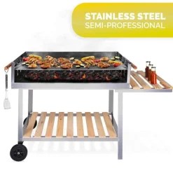 Barbecue Trolley rechthoekig RVS (98x56x85cm)