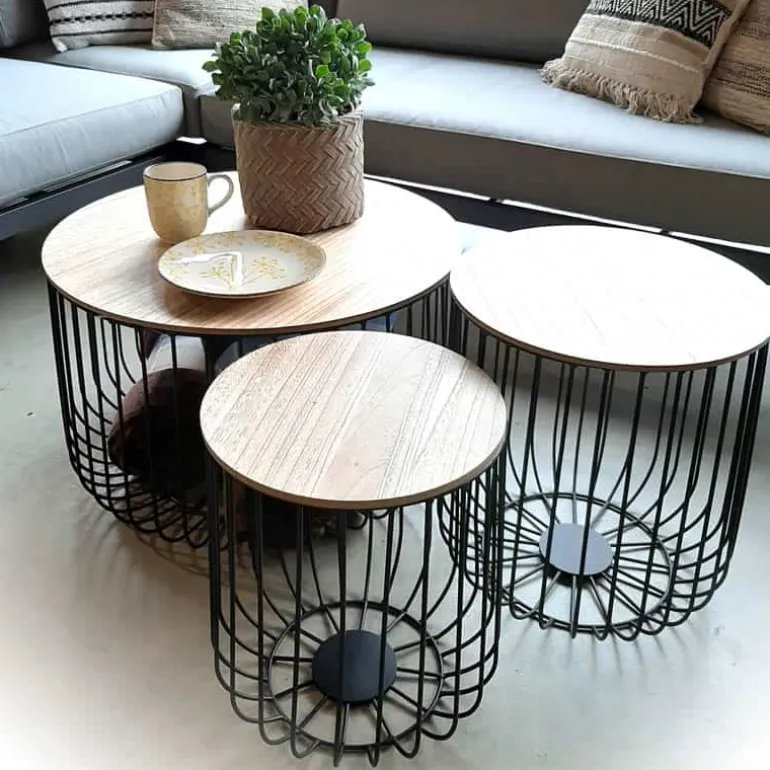 Bijzettafel 63xH37cm MDF / metaal