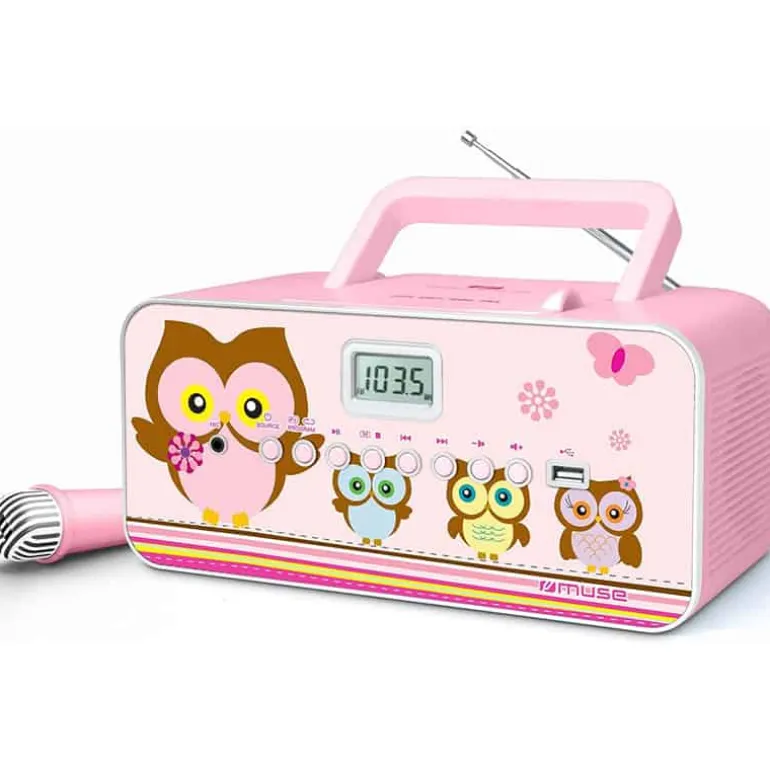 Boombox kids CD+USB+Micro – Uil (roze)