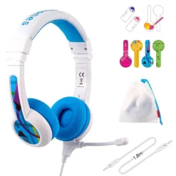 Buddyphones on ear met staafmicrofoon – blauw