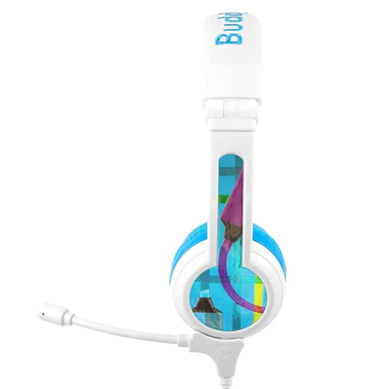 Buddyphones on ear met staafmicrofoon – blauw