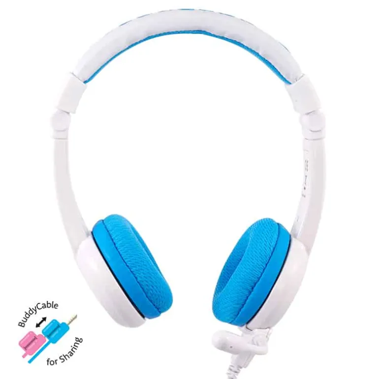 Buddyphones on ear met staafmicrofoon – blauw