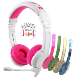Buddyphones on ear met staafmicrofoon – roze