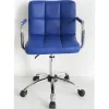 Bureelstoel blauw met armleuning, verchroomd onderstel, verstelbaar