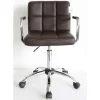 Bureelstoel bruin met armleuning, verchroomd onderstel, verstelbaar