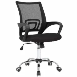 Bureelstoel met armleuning, verchroomd onderstel, vlinder systeem, zwart
