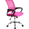 Bureelstoel met armleuning, verchroomd onderstel, vlinder systeem, roze