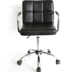 Bureelstoel zwart met armleuning, verchroomd onderstel, verstelbaar