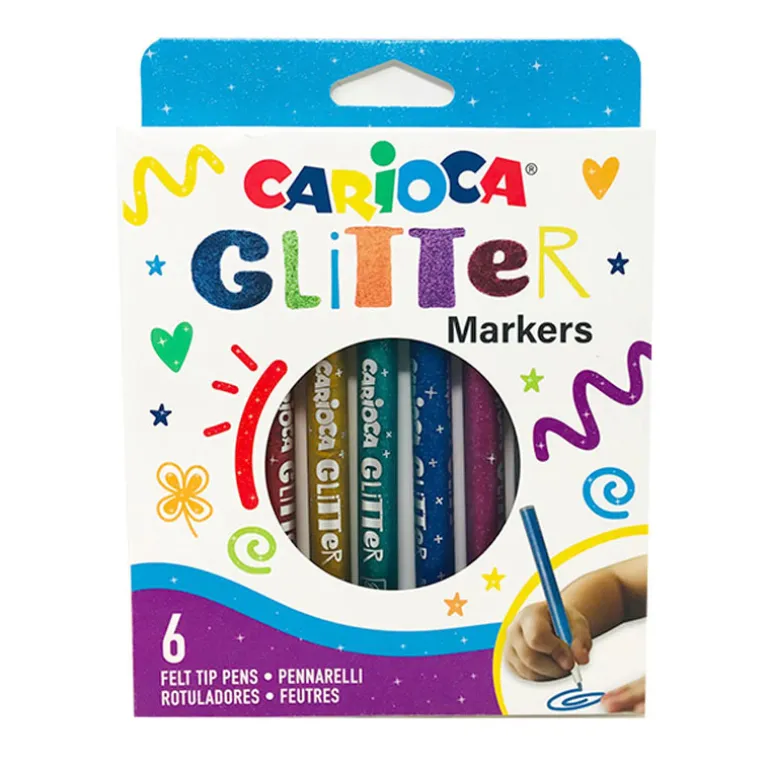 Carioca glitter stiften (6 stuks)