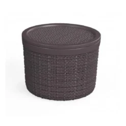 Curver Opbergbox rond 2L met deksel in jute, donkerbruin
