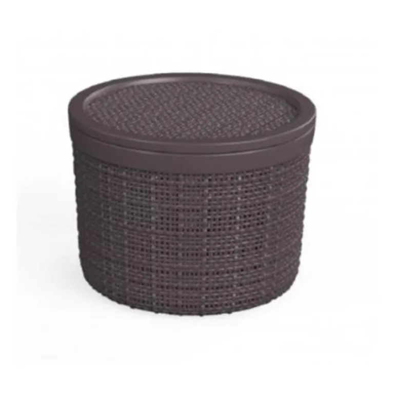 Curver Opbergbox rond 2L met deksel in jute, donkerbruin