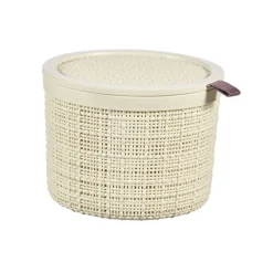 Curver Opbergbox rond 2L met deksel in jute, wit