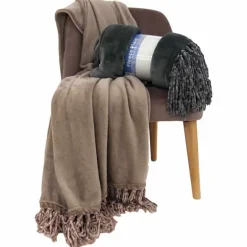 Fleece plaid met franjes (160x200cm) poly+flanel – grijs