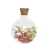 Fles glas (ø7xH9cm) met gedroogde bloemen