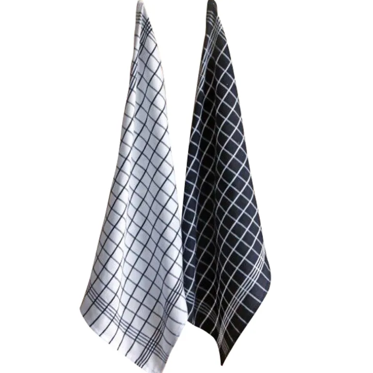 Keukenhanddoek Christelle 6 stuks (50x70cm) wit/zwart
