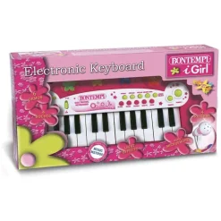 Keyboard electronisch 24 toetsen, met microfoon (roze)