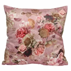 Kussen fluweel square print rose-gold ass.