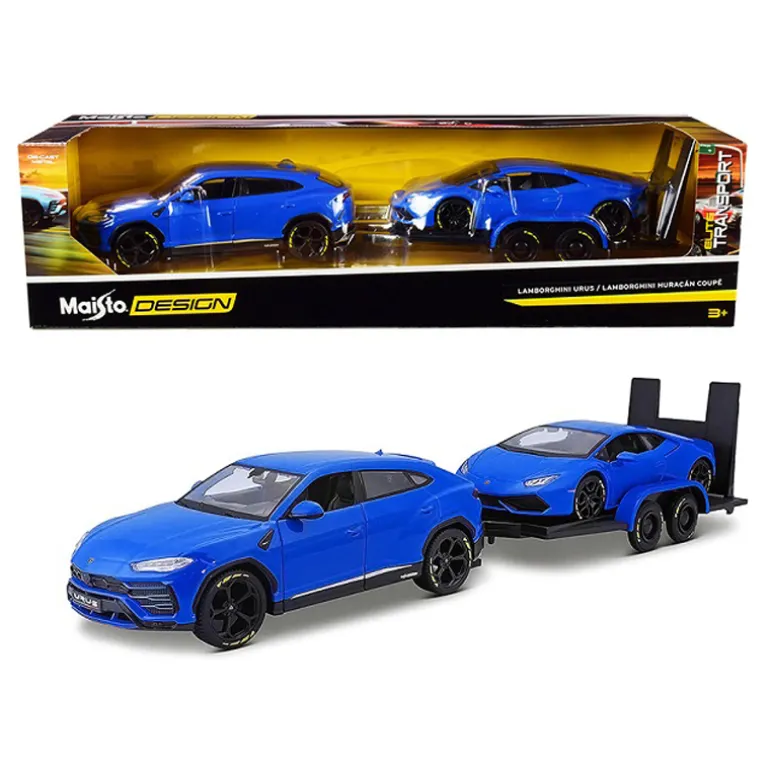 Maisto Lamborghini Urus + Lamborghini Huracan Coupe Blauw (1:24)