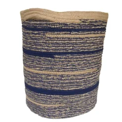 Mand stof (bruin/blauw) met handvat 36xH40cm