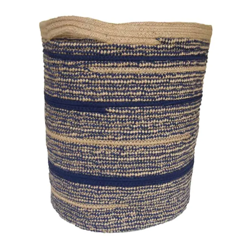 Mand stof (bruin/blauw) met handvat 36xH40cm