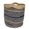 Mand stof (bruin/blauw) met handvat 32xH30cm