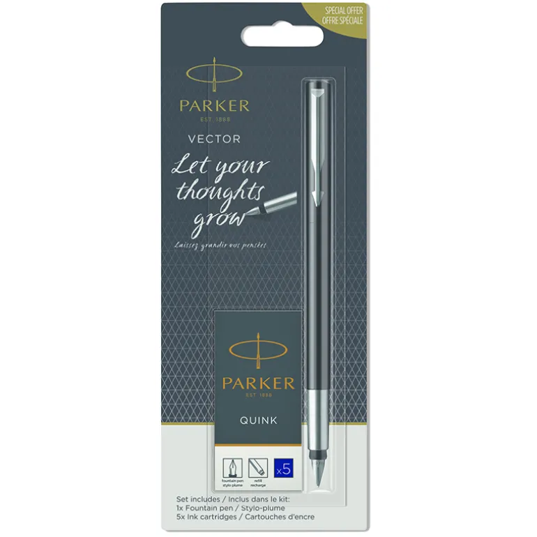 Parker Vector vulpen + blauwe inktpatronen