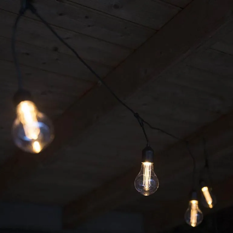 Partylight buiten snoer (5m) zwart / 20 Led’s klassiek warm