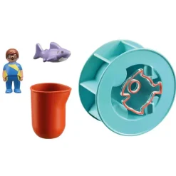 Playmobil 1.2.3 Aqua: Waterwervelrad met babyhaai (70636)