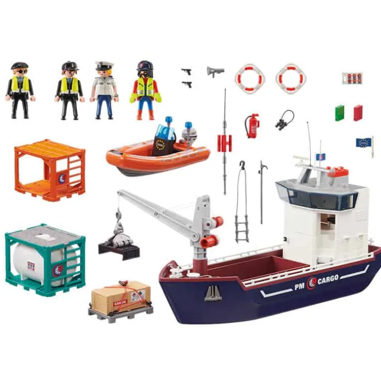 Playmobil Containerschip met douaneboot