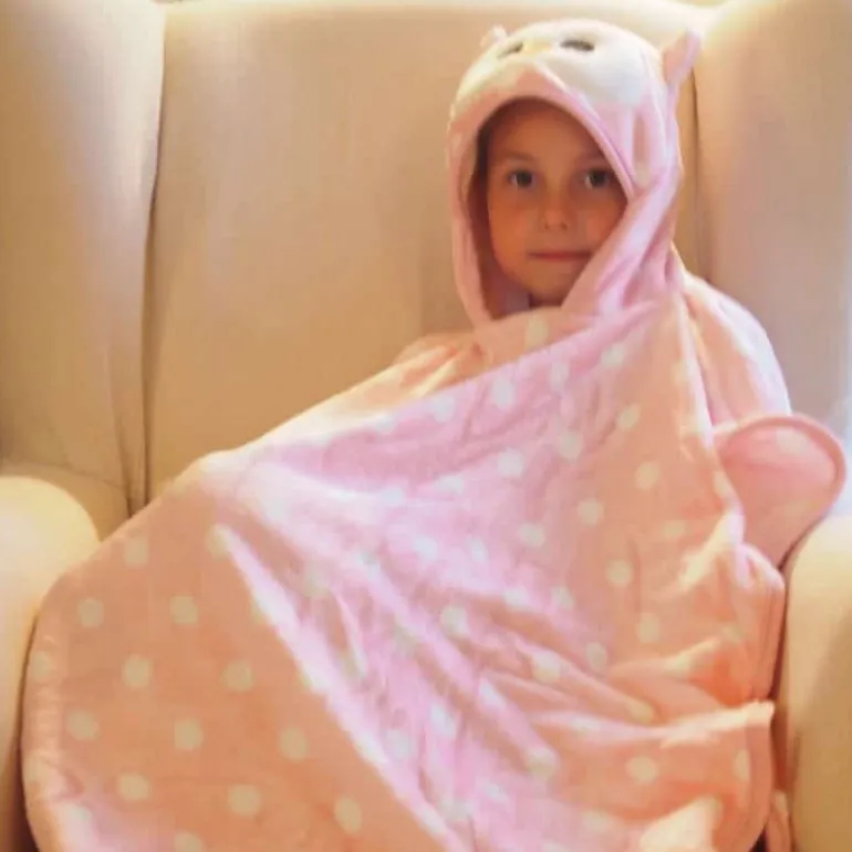 Poncho met kap Uil – roze