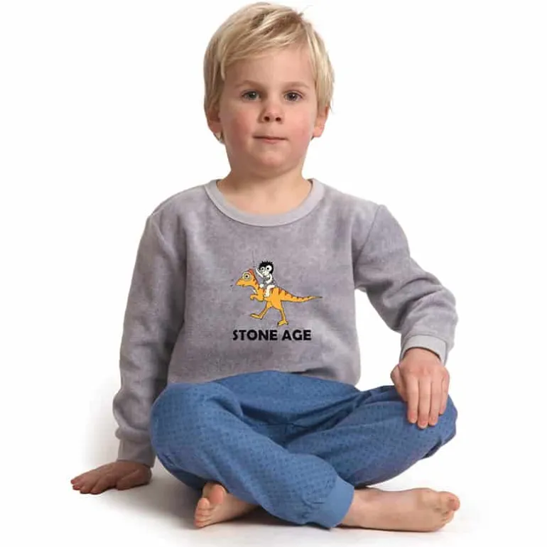 Pyjama jongens velours Stone Age (m92-116) Blauw-grijs