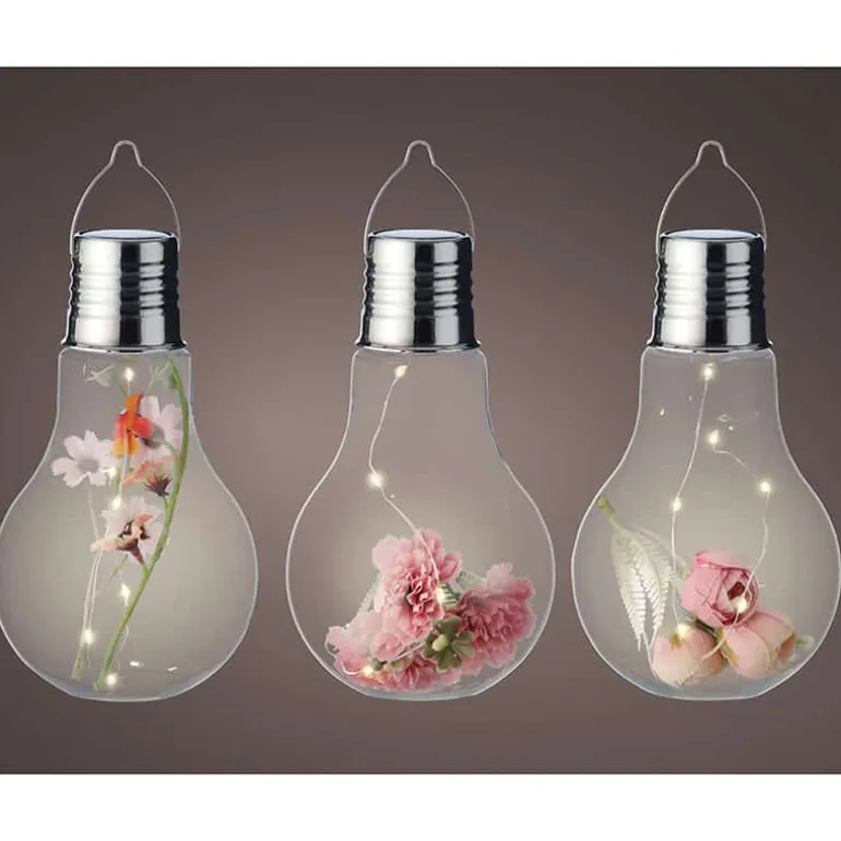 Solar bulb met bloemdeco (ø10xH18cm) met 6 LED’s warm wit