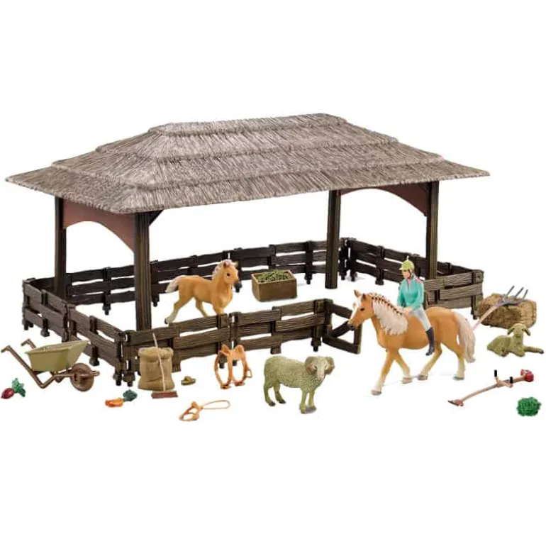 Stal met dieren & accessoires