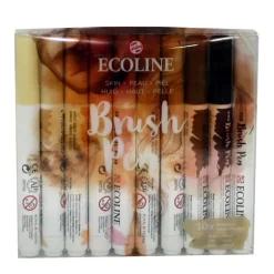 Talens Ecoline Brushpen – beige/bruin (skin) set (10st)