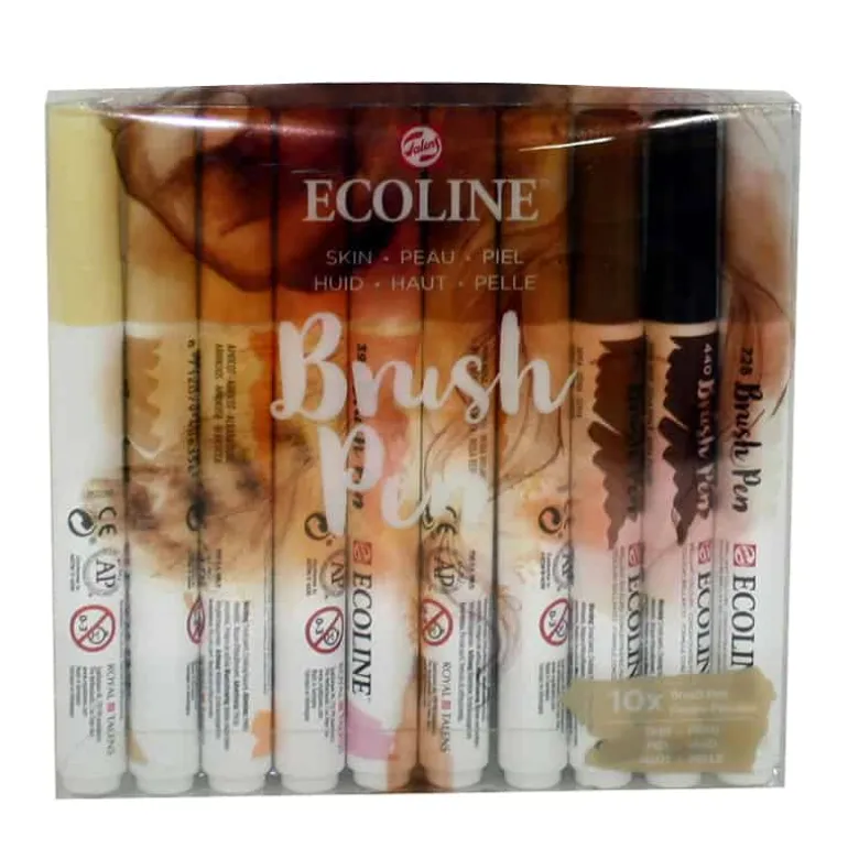 Talens Ecoline Brushpen – beige/bruin (skin) set (10st)