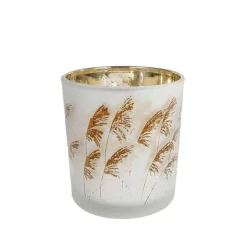 Theelichthouder Straw in glas (ø7,5xH8cm) grijs