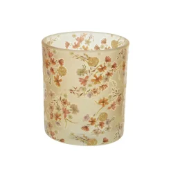 Theelichthouder (ø8xH9cm) glas bloemdeco