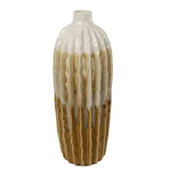 Vaas Ridge in aardewerk (ø15xH41,5cm) oker