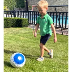 Voetbal (size 5) in PU wit/blauw