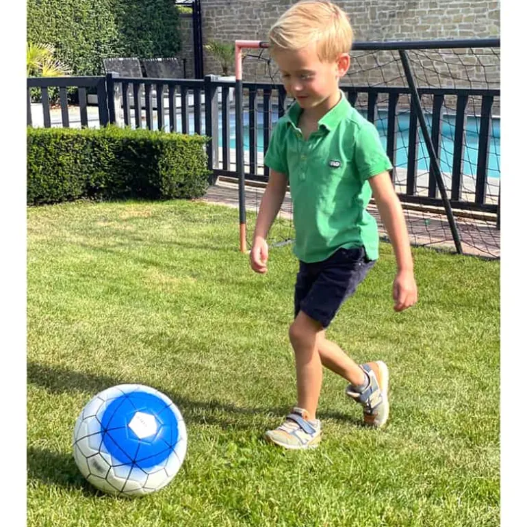 Voetbal (size 5) in PU wit/blauw