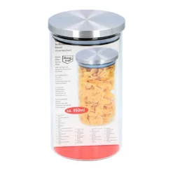 Voorraadpot (950ml) glas/roestvrij staal