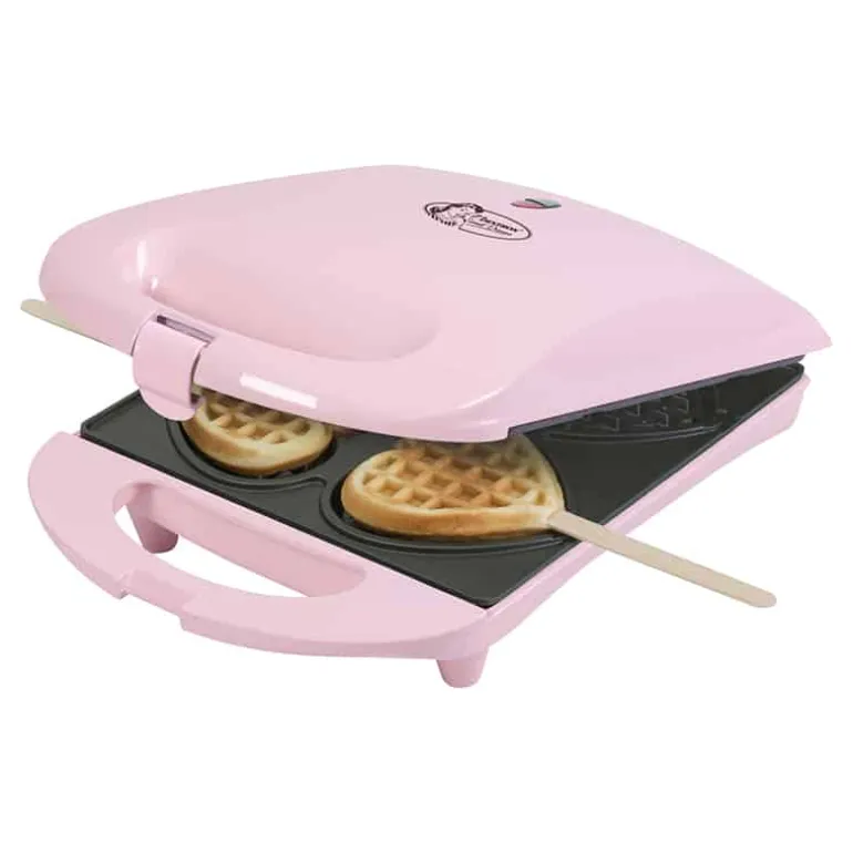 Wafelijzer Hartjes op stok roze 780 W